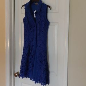 Brilliant Blue Front Button Down Dress